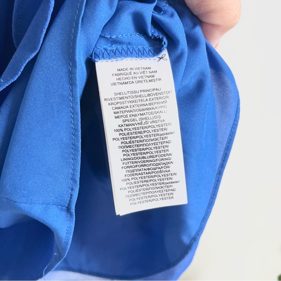 NWT Lauren Ralph Lauren Sapphire or Royal Blue Ruched Faux Wrap Dress Sz 6 - Picture 9 of 11